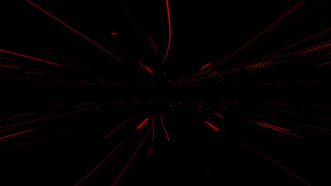 高科技未来浮动线在黑暗的空间背景，红色发光线移动在黑色的背景