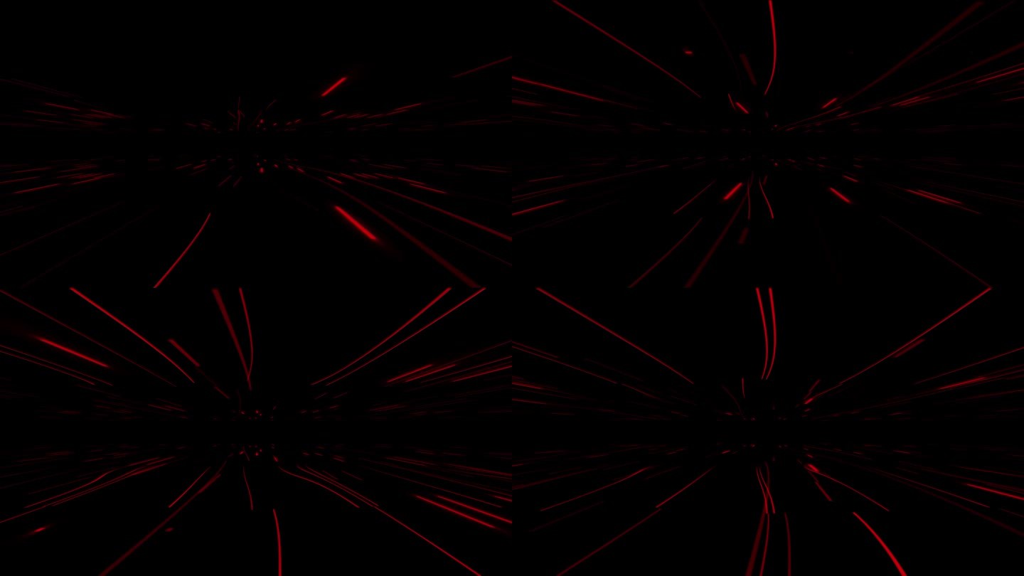 高科技未来浮动线在黑暗的空间背景，红色发光线移动在黑色的背景
