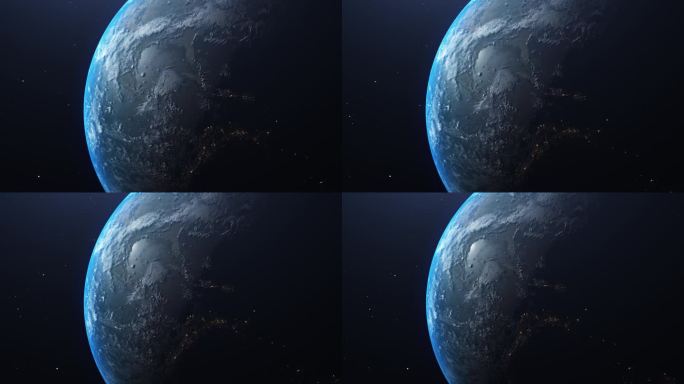 云形成的地球空间视图。超现实的3D动画。