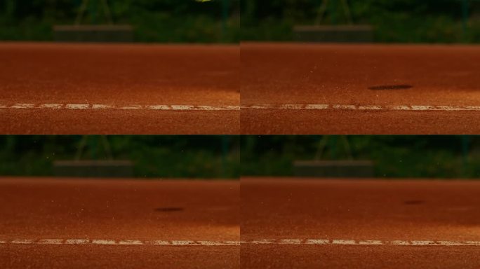 网球击中球场线的超级慢动作镜头