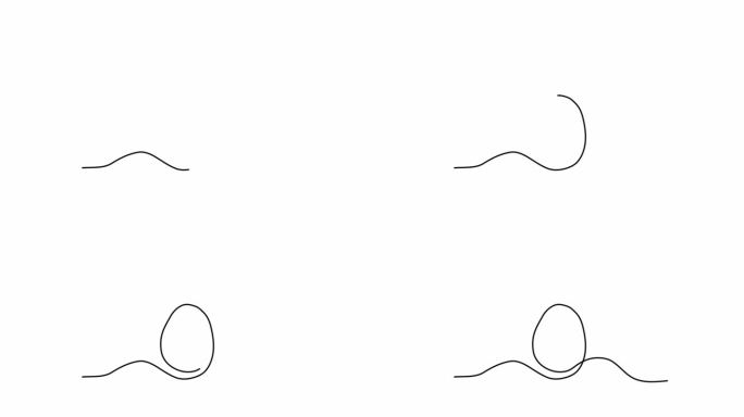 连续细线鸡蛋绘制动画，手绘动画线条鸡蛋形状，单线鸡蛋素描涂鸦插图。
