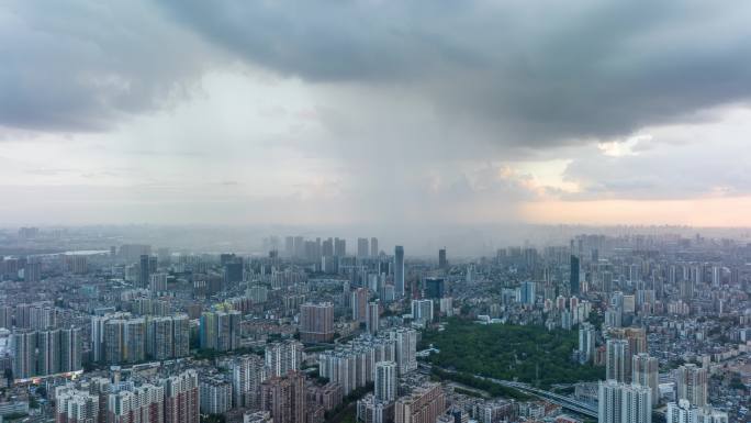 【4K】城市风暴 下雨 延时