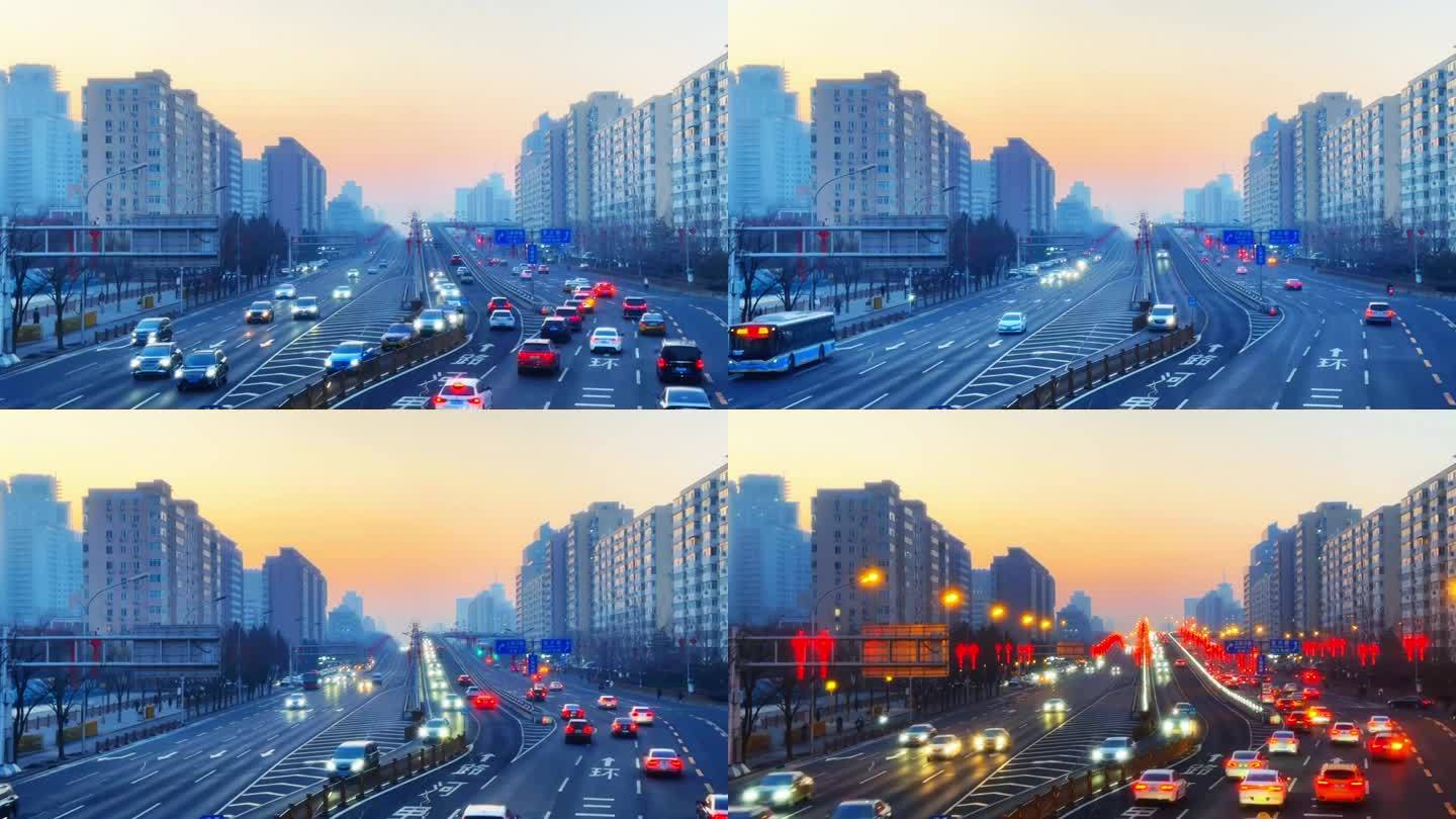 北京木樨地桥落日高清延时