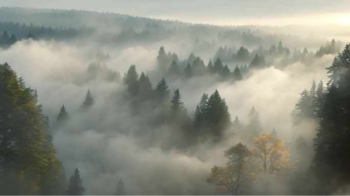 森林 雾气 唯美风景  自然风景