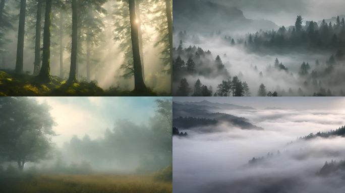 森林 雾气 唯美风景  自然风景