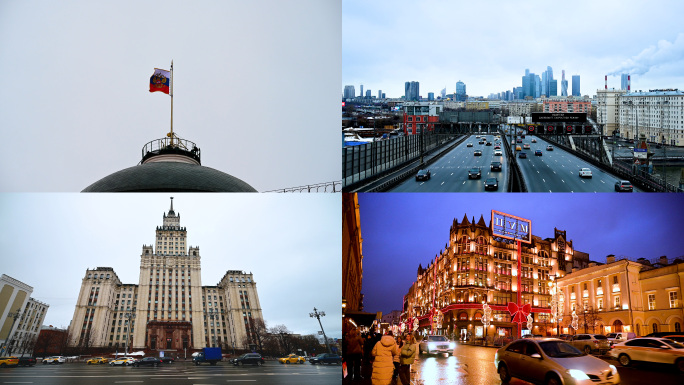 俄罗斯莫斯科冬日城市景色视频