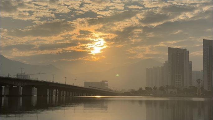 水面日出海面海上落日4K