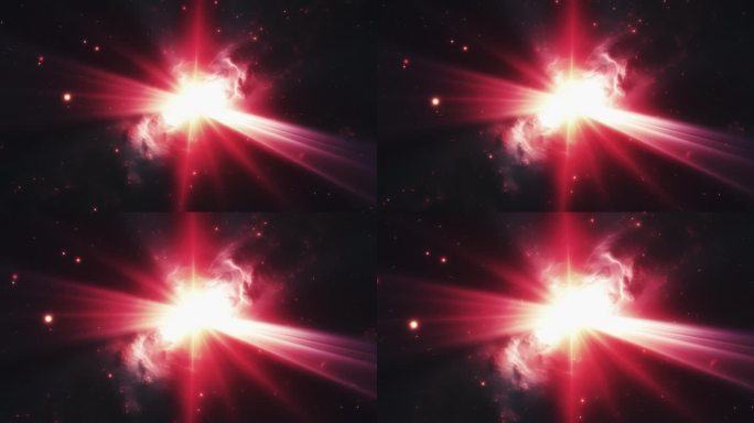 一颗明亮的恒星爆炸形成红色星云。