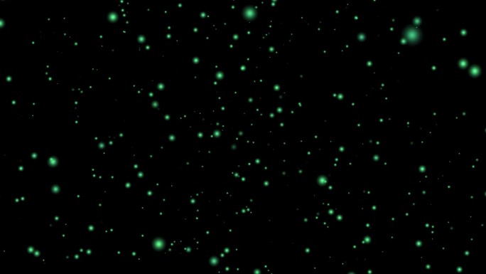 粒子光发光球通过空间宇宙动画运动图形视觉效果3D背景无缝循环4K黑色蓝绿色