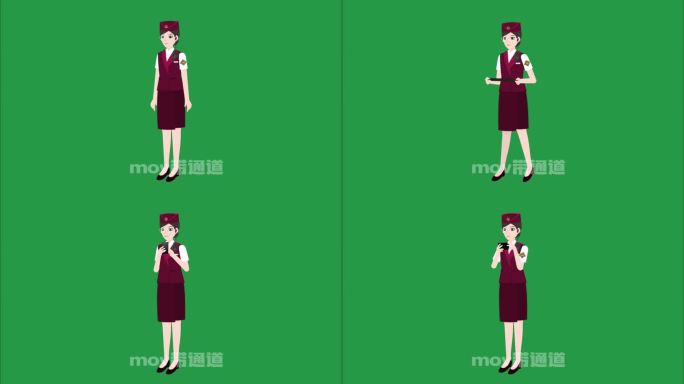 高铁乘务员女制服红色MG卡通29种
