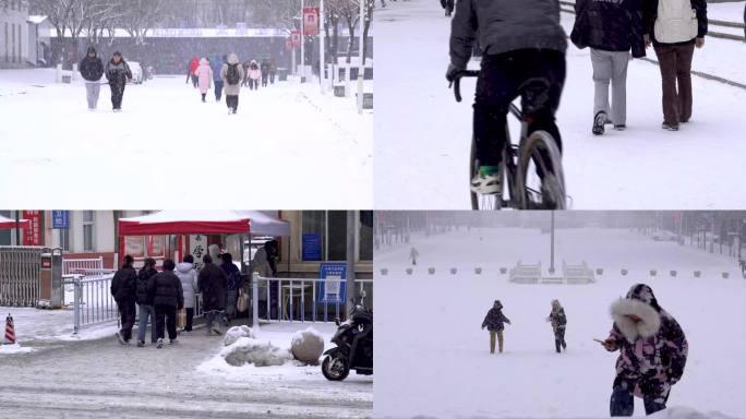 雪天街景校园实拍