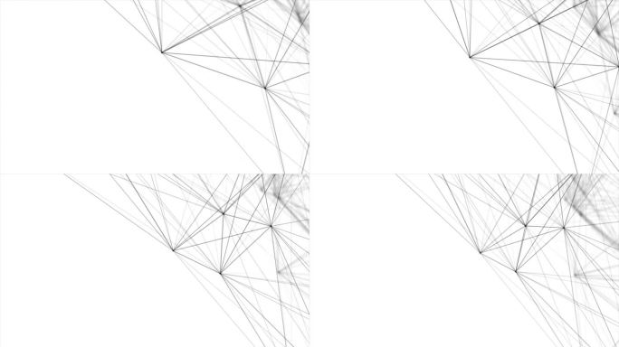 简单的白色和黑色线条形成网状结构的未来主义背景，plexus线条和圆点背景