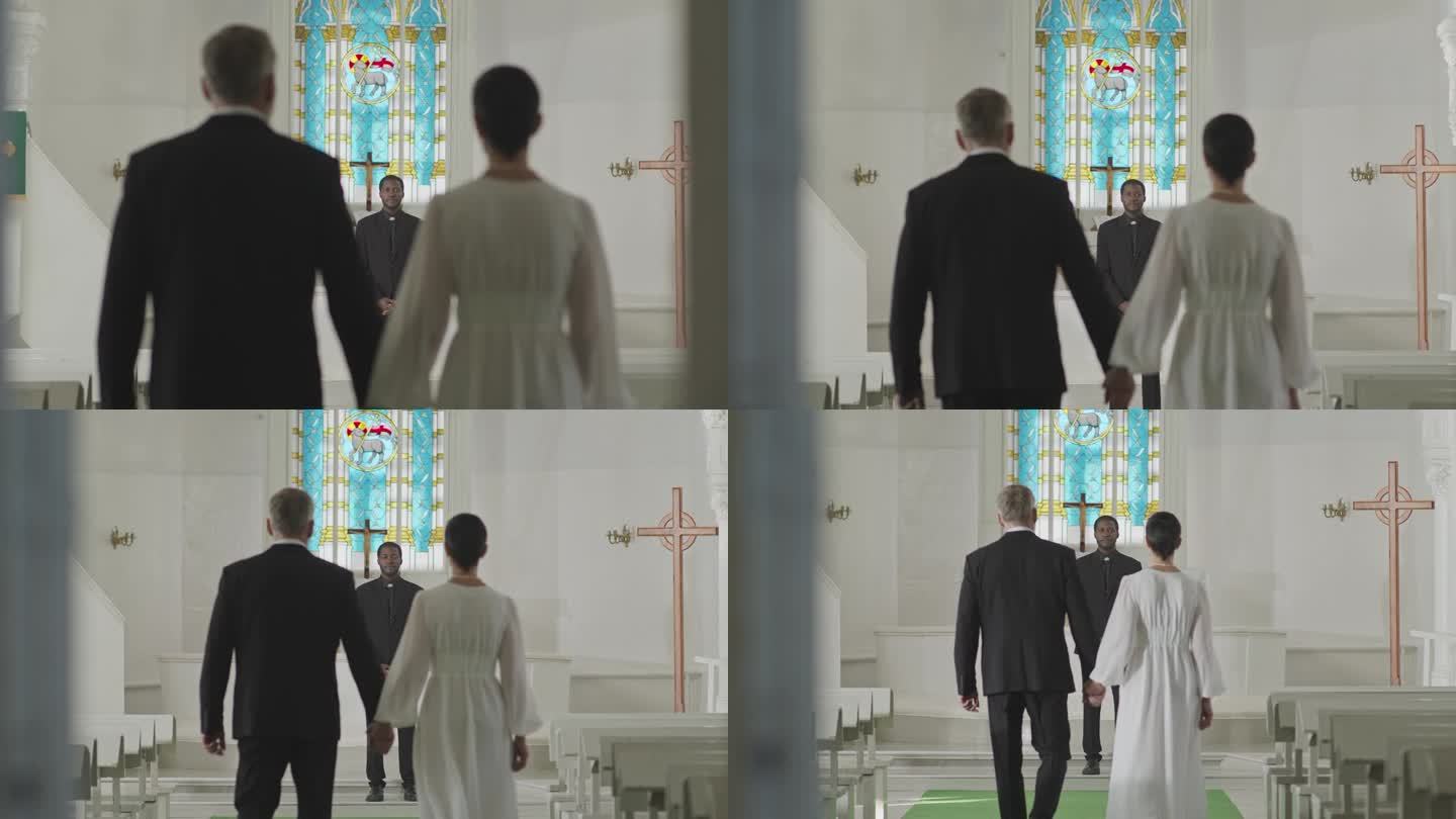 新郎和新娘走向教堂的司仪