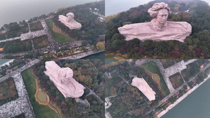 4K长沙城市风光航拍橘子洲头风景空镜3