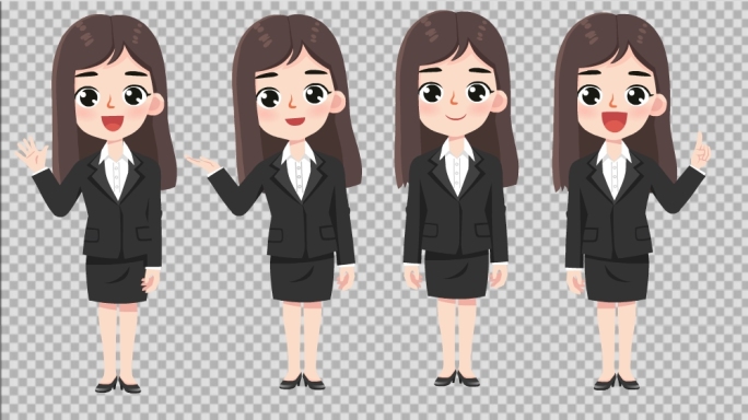 女主播黑西装 MG人物 卡通人物