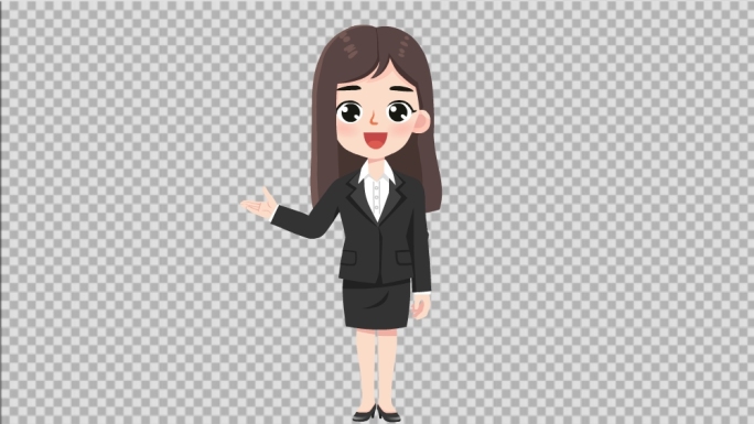 女主播黑西装 MG人物 卡通人物