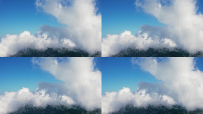 电影般的云团缓缓掠过山峰