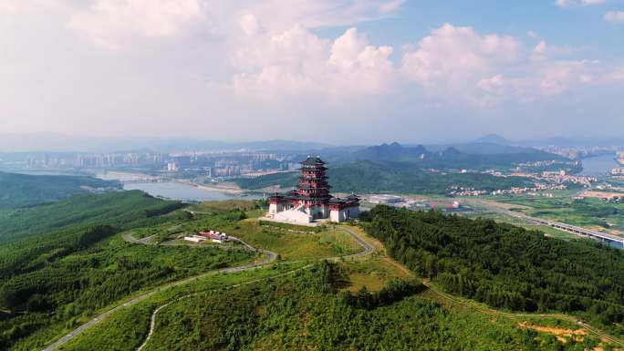 航拍张九龄纪念园，广东韶关旅游城市风景