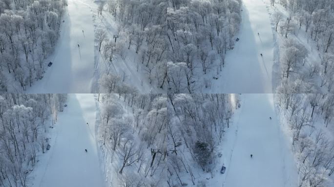 雪场光影滑雪航拍