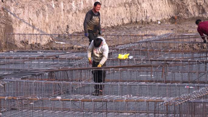 建筑工人 乡村建设 工地 实拍