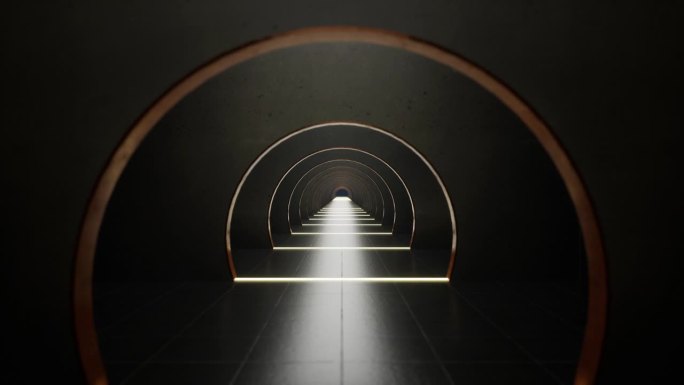 一个无尽的圆形隧道，镜头向前飞