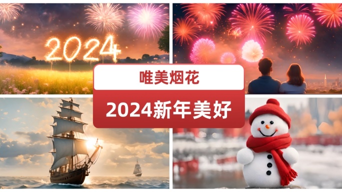 2024新年美好明天片头 烟花 乘风破浪