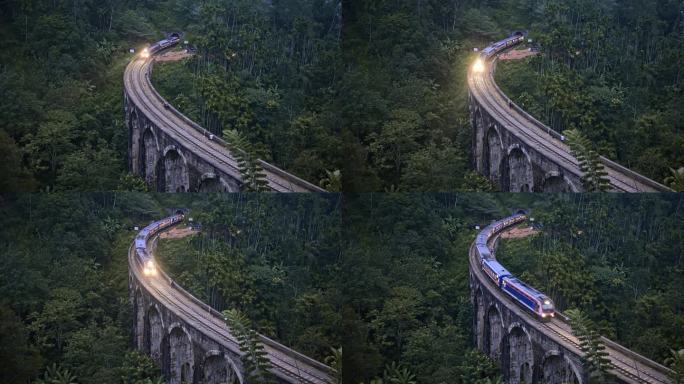 斯里兰卡埃拉，火车经过九拱桥的全景