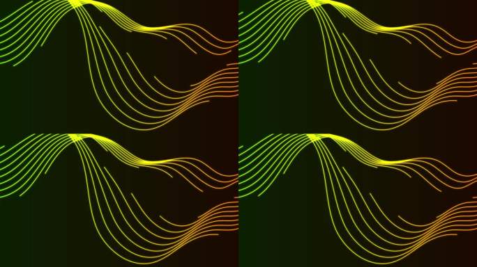 橙绿霓虹波抽象技术运动背景