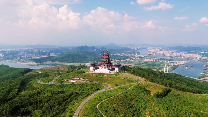 广东韶关城市风景，航拍韶关地标，人文古楼