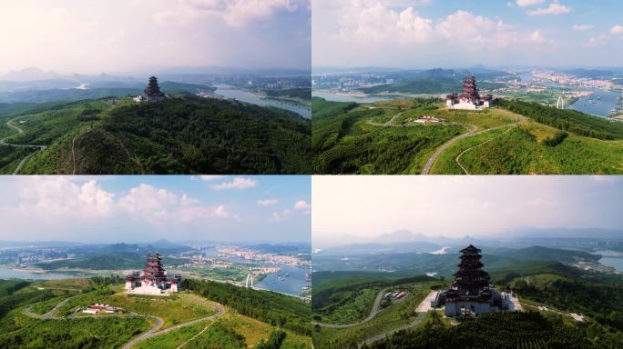 广东韶关城市风景，航拍韶关地标，人文古楼