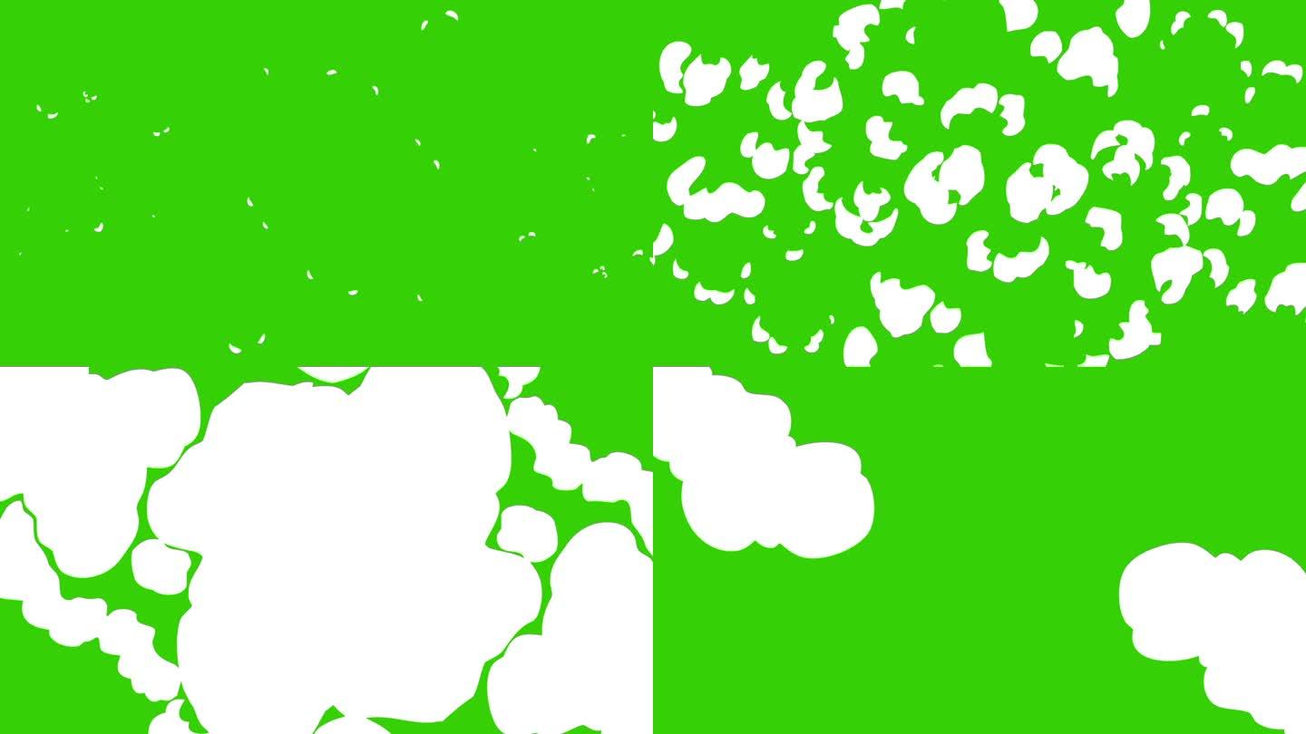 绿色屏幕背景上的卡通烟雾动画循环-视频元素效果