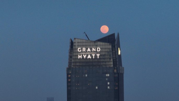 合肥城市建筑地标月亮航拍