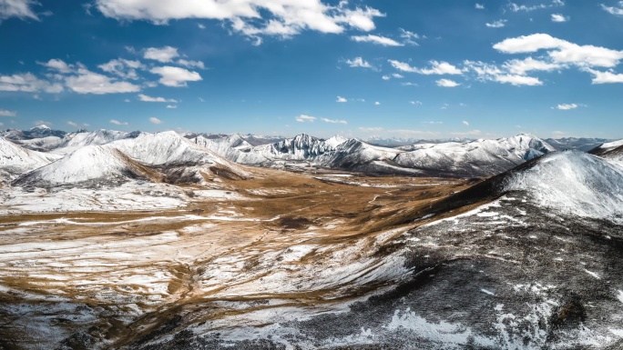 西藏高原自然风光大范围延时蓝天白云雪山4