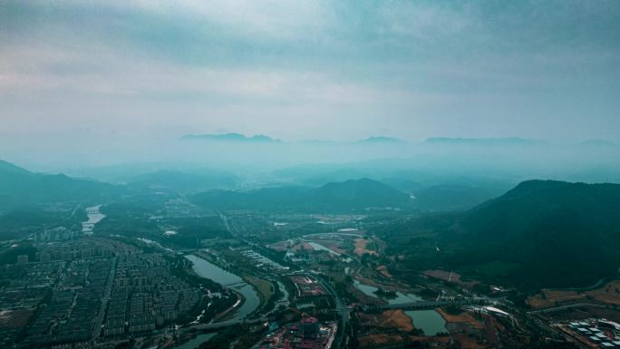 江浙城市风光航拍延时安吉