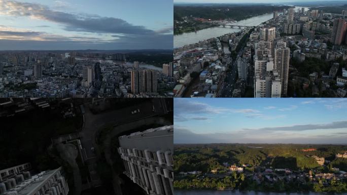 乐山城市中心建筑航拍4K