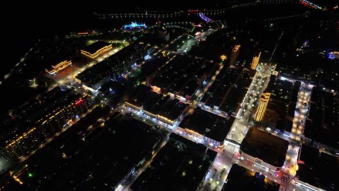 黑龙江铁力市液晶航拍城市夜景