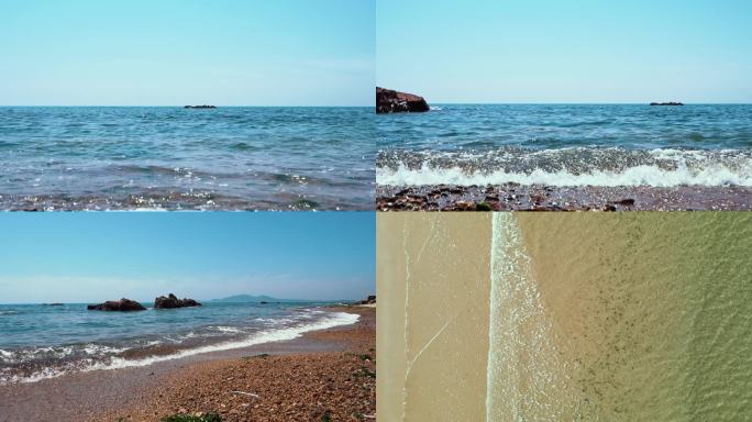 海边浪花石头沙滩