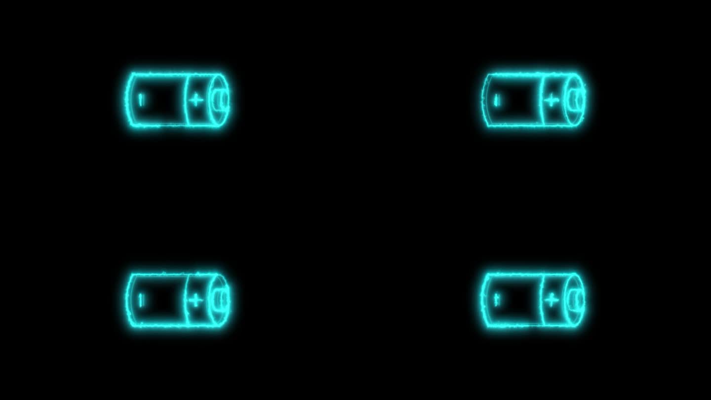 数字电池图标动画在一个黑暗的背景。