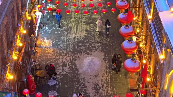 中国哈尔滨老道外中华巴洛克夜景航拍合集