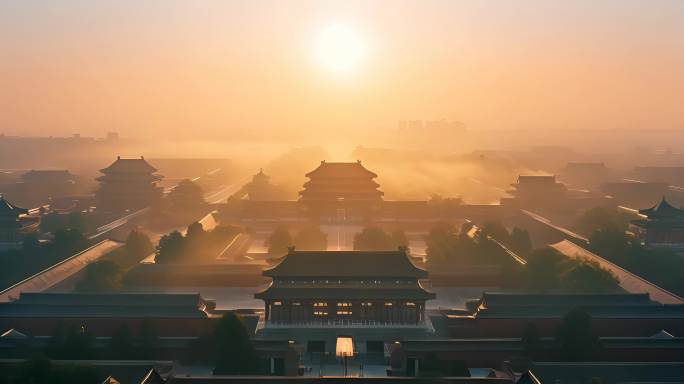 古建筑剪影逆光日出大气震撼年代沧桑北京