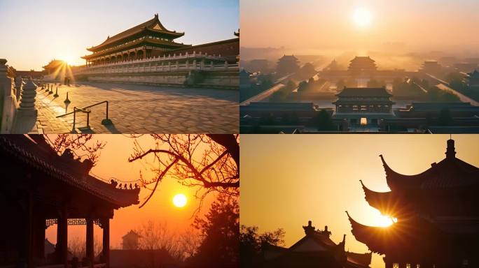 古建筑剪影逆光日出大气震撼年代沧桑北京