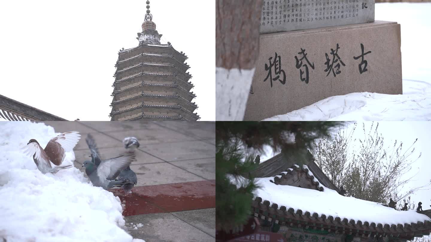 古塔公园 雪景 辽宁锦州