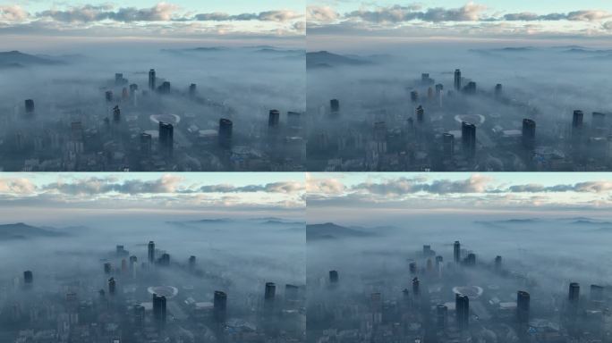 【4k正版素材】广州平流雾中信航拍