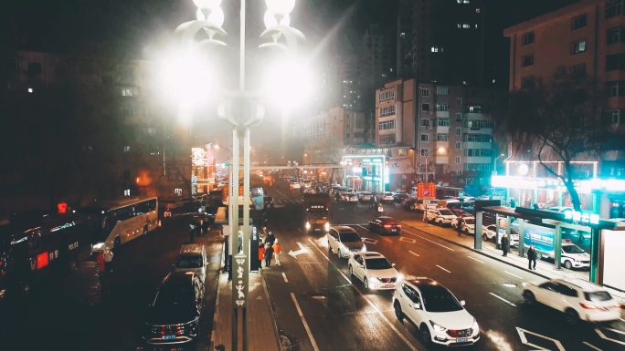 佳木斯夜景 城市夜景 航拍城市夜景