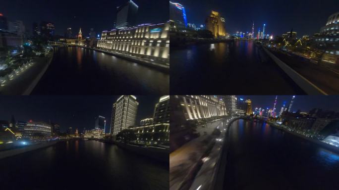 上海苏州河夜景FPV穿越一镜到底