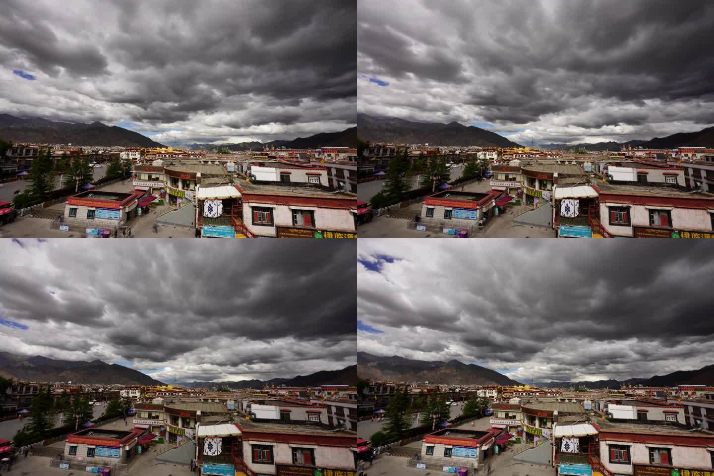 西藏八廓街天空风云变化