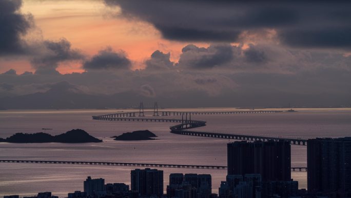 【4K】港珠澳大桥日出延时 加林山