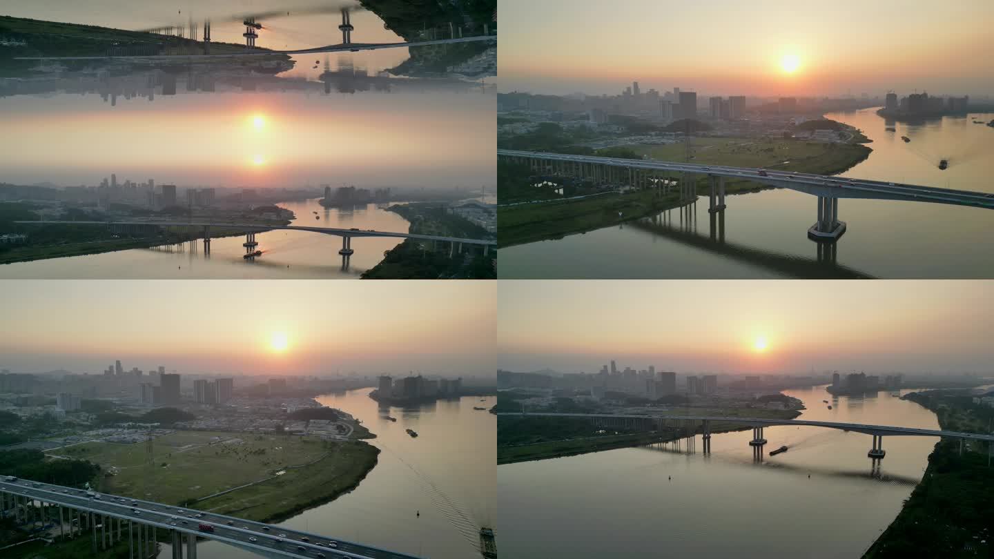 大学城江边夕阳