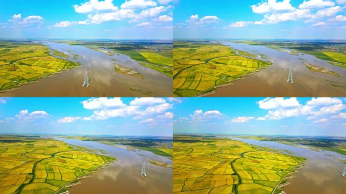 航拍黄河-农业灌溉-河流田野