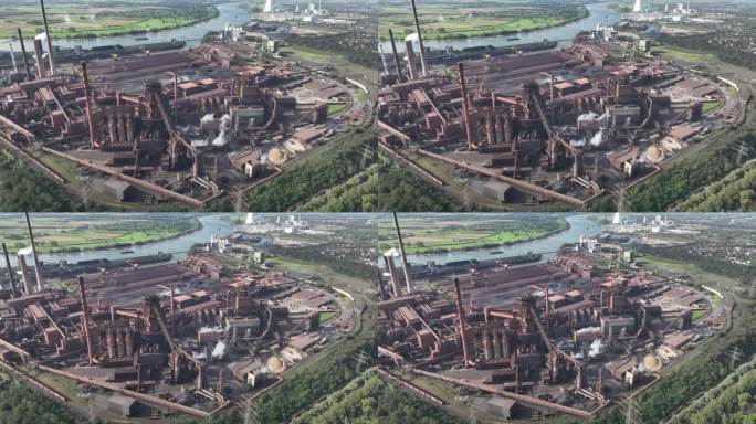 重金属工业，高炉，德国最大的钢铁厂之一，高烟囱，这是烧结厂的一部分。